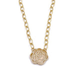 Ashley Gold Stainless Steel Gold Plated Large CZ Flower Link Necklace