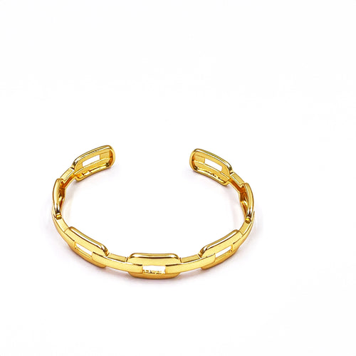 Ashley Gold Stainless Steel Gold Plated Wide Chain Design Bangle Bracelet