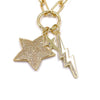 Ashley Gold Stainless Steel Gold Plated Triple Bolt Charm Necklace