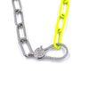 Ashley Gold Stainless Steel Double Yellow Enamel CZ Clasp Necklace