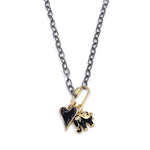 Ashley Gold Stainless Steel Double Black Enamel Charm Lock Necklace