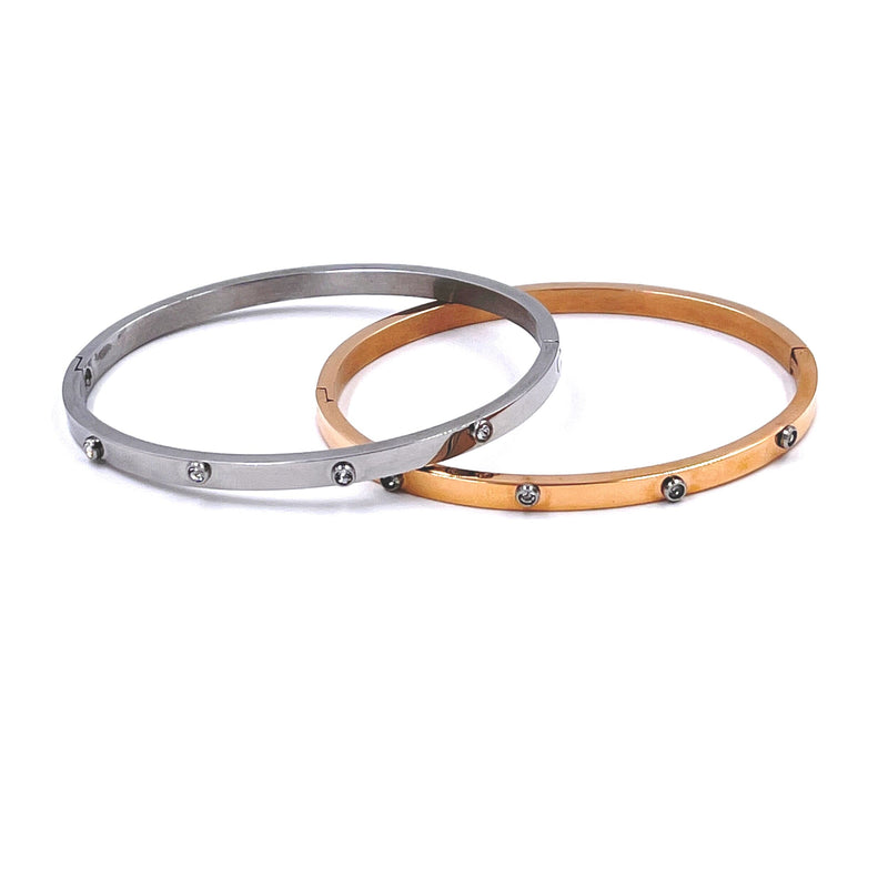 Ashley Gold Stainless Steel CZ Thin Bangle