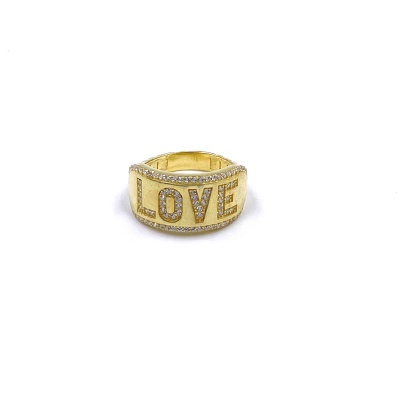 Ashley Gold Sterling Silver Gold Plated "CZ Love" Ring