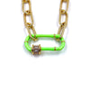Ashley Gold Stainless Steel Gold Plated Green Enamel Lock Necklace