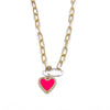 Ashley Gold Stainless Steel Gold Plated White Enamel Hot Pink Heart Necklace