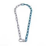 Ashley Gold Stainless Steel And Blue Enamel CZ Lock Chain