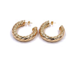 Ashley Gold Stainless Steel Gold Plated Puff Twisted Hoop Earrings