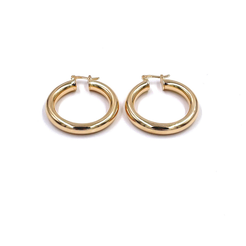 Ashley Gold Stainless Steel Gold Plated 1.5" Large Puff Hoop Earrings