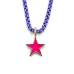 Ashley Gold Stainless Steel Purple Coated Box Link Necklace With Pink Enamel Star Charm