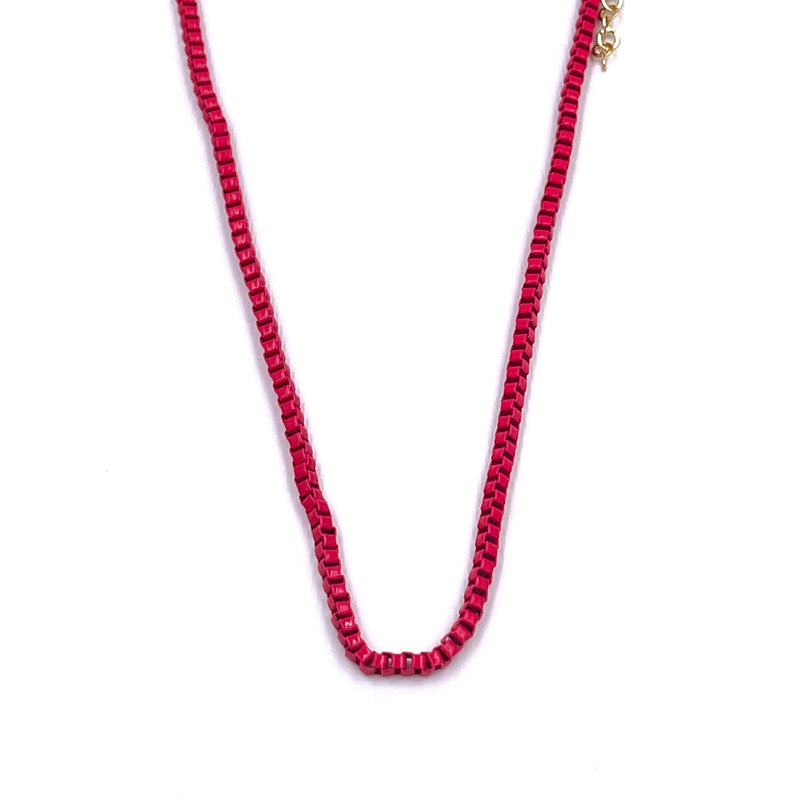 Ashley Gold Stainless Steel Hot Pink Coated Box Link Chain