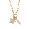 Ashley Gold Stainless Steel Gold Plated Triple CZ Lightening Necklace
