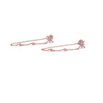 Ashley Gold Sterling Silver Rose Gold Plated Starburst CZ Drop Chain Earrings