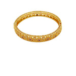 Ashley Gold Stainless Steel Gold Plated Antique Design Assorted Colored CZ's Bangle Bracelet