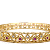Ashley Gold Stainless Steel Gold Plated Antique Design Assorted Colored CZ's Bangle Bracelet