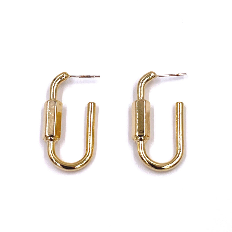 Ashley Gold Stainless Steel Gold Plated Lock Design Earrings