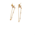 Ashley Gold Sterling Silver Gold Plated Starburst CZ Drop Chain Earrings