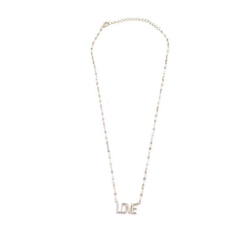 Ashley Gold Silver Gold Plated CZ Initial "Love" Necklace
