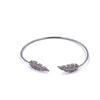 Ashley Gold Stainless Steel CZ Cluster Leaf Design Open Bangle Bracelet