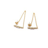 Ashley Gold Sterling Silver Gold Plated Baguette And Round CZ Drop Chain Earrings
