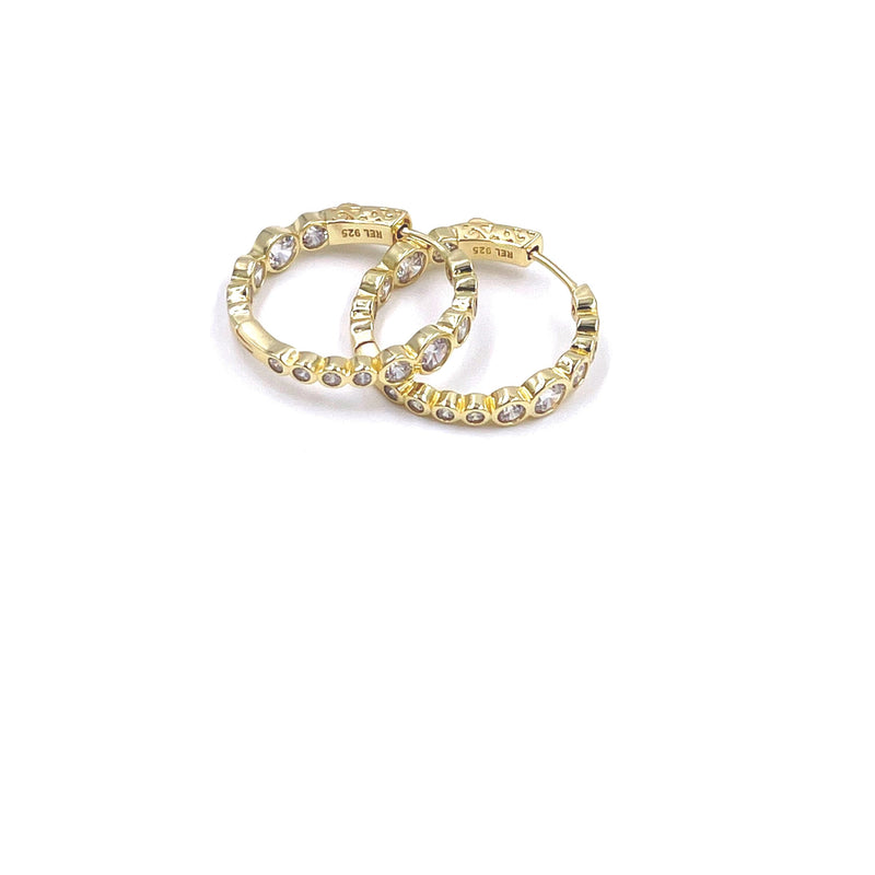 Ashley Gold Sterling Silver Gold Plated Assorted CZ Size Hoop Earrings