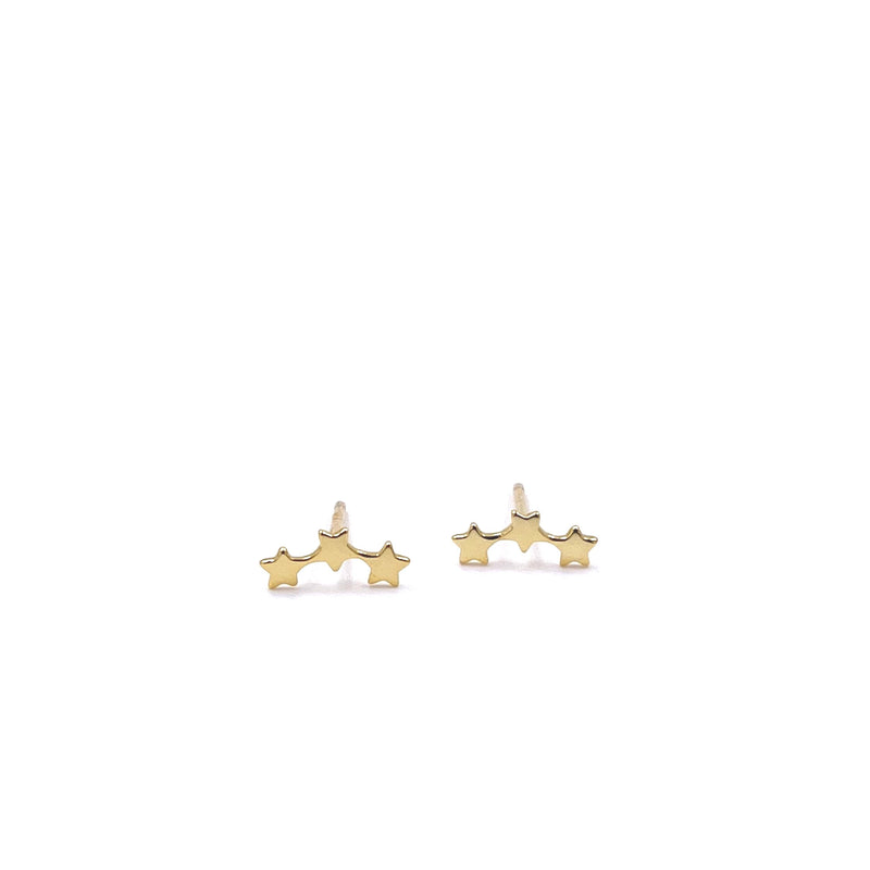 Ashley Gold Sterling Silver Triple Star Stud Earrings