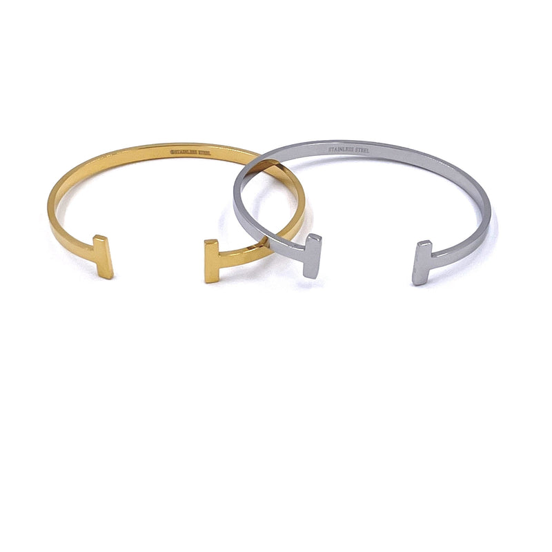 Ashley Gold Stainless Steel "T" Bangle