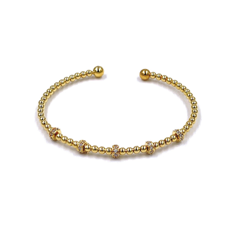 Ashley Gold Stainless Steel Gold Plated 4 Row CZ Bar Bangle Bracelet