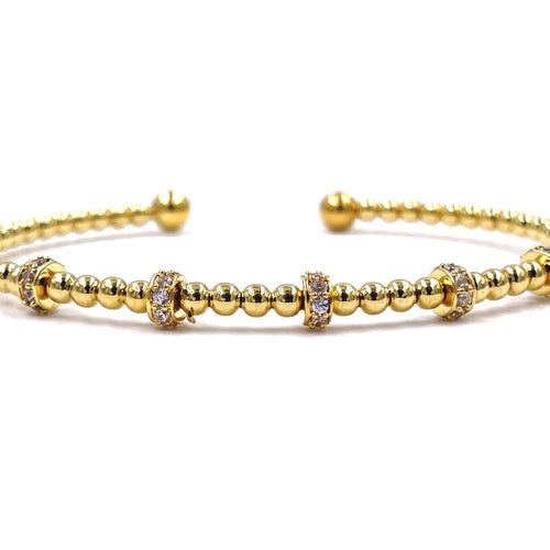 Ashley Gold Stainless Steel Gold Plated 4 Row CZ Bar Bangle Bracelet