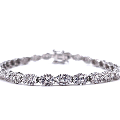 Ashley Gold Sterling Silver Double Moon CZ Tennis Bracelet