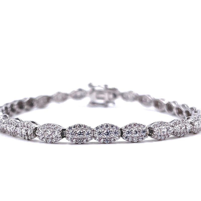 Ashley Gold Sterling Silver Double Moon CZ Tennis Bracelet