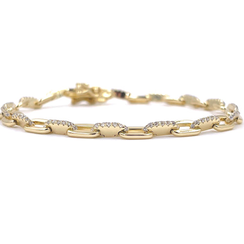 Ashley Gold Sterling Silver Gold Plated Rectangle Link Tennis Bracelet