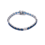 Ashley Gold Sterling Silver CZ Cluster Navy Blue CZ Tennis Bracelet