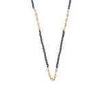 Ashley Gold Stainless Steel Gold Plated CZ Bezel Set And Hematite Beaded Necklace