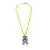 Ashley Gold Stainless Steel CZ Bear Pendant With Neon Yellow Enamel Necklace
