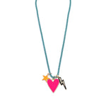 Ashley Gold Stainless Steel Triple Neon Charm Enamel Necklace