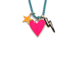 Ashley Gold Stainless Steel Triple Neon Charm Enamel Necklace