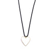 Ashley Gold Stainless Steel White Enamel Heart Black Enamel Chain Necklace