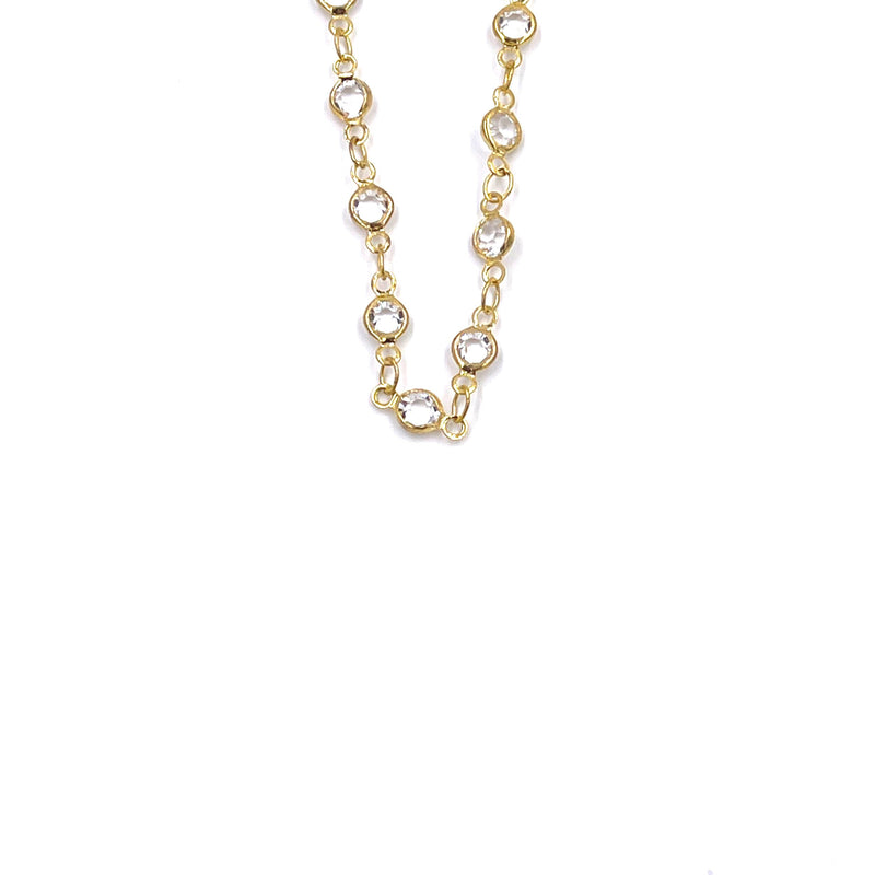 Ashley Gold Stainless Steel Gold Plated Assorted Bezel Set CZ Necklace