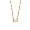 Ashley Gold Stainless Steel Gold Plated Large Open CZ Rectangle Lock Link Necklace