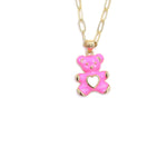Ashley Gold Stainless Steel Gold Plated Colorful Bear Necklace