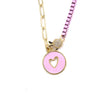 Ashley Gold Stainless Steel Gold Plated Enamel Heart Pendant With Link Enamel Necklace