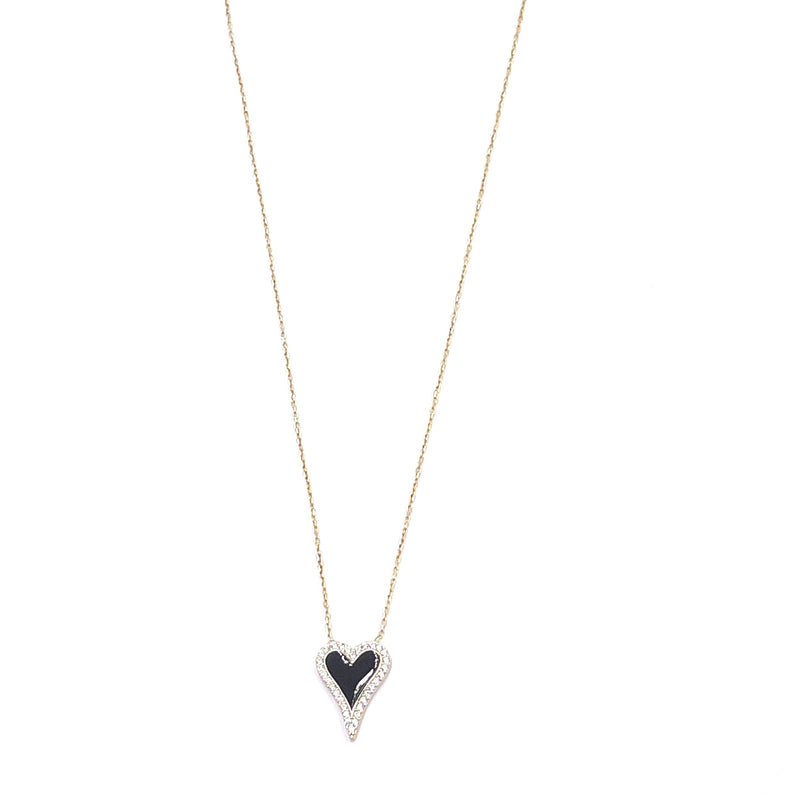 Ashley Gold Sterling Silver Gold Plated CZ Enamel Heart Necklace
