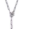 Ashley Gold Stainless Steel Rectangle Link CZ Clasp Lariat Necklace