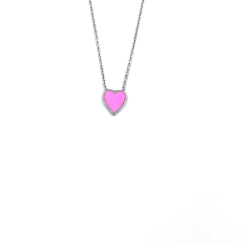 Ashley Gold Sterling Silver Pink Enamel Heart Necklace