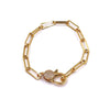 Ashley Gold Stainless Steel Gold Plated Rectangle Link CZ Clasp Bracelet