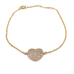Ashley Gold Sterling Silver Gold Plated CZ Encrusted Heart Bracelet