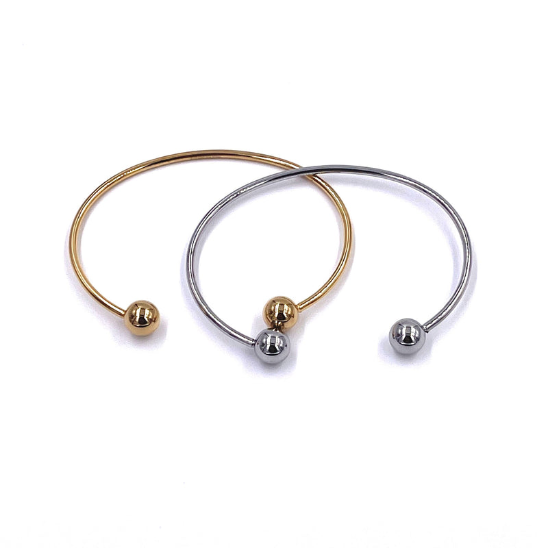 Ashley Gold Stainless Steel Double Ball Bangle Bracelet