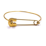 Ashley Gold Stainless Steel Gold Plated Safety Pin Bangle Bracelet