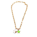 Ashley Gold Stainless Steel Gold Plated Double Charm Neon Necklace