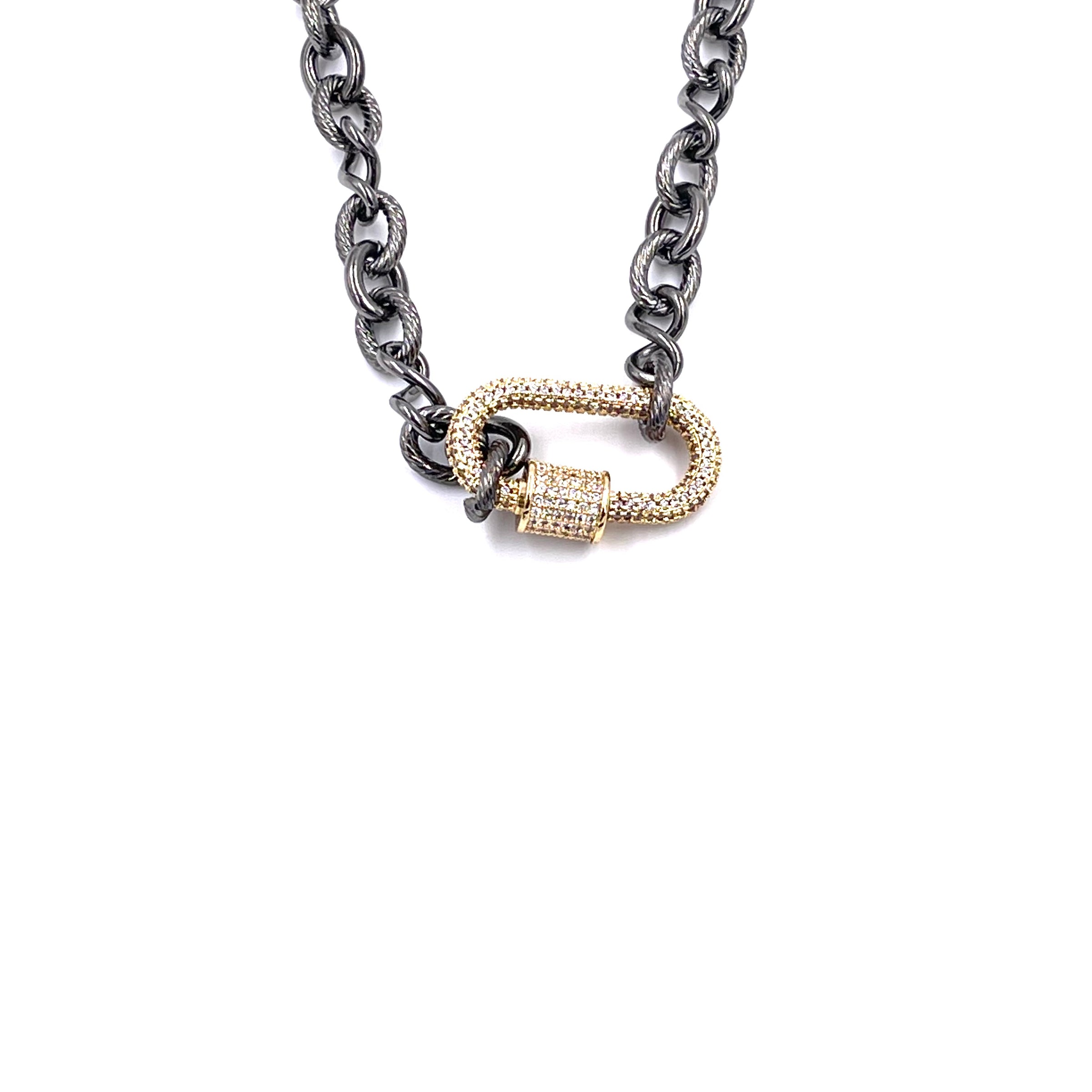 Ashley Gold Stainless Steel Gold Plated Large Lock Necklace